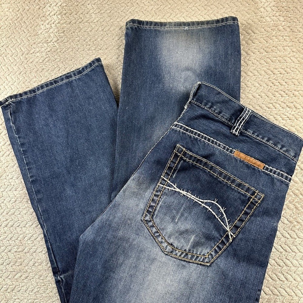 B. Tuff Men's jeans 40x32 Nitro Bootcut Thick Stitch Baggy Wide Leg Western